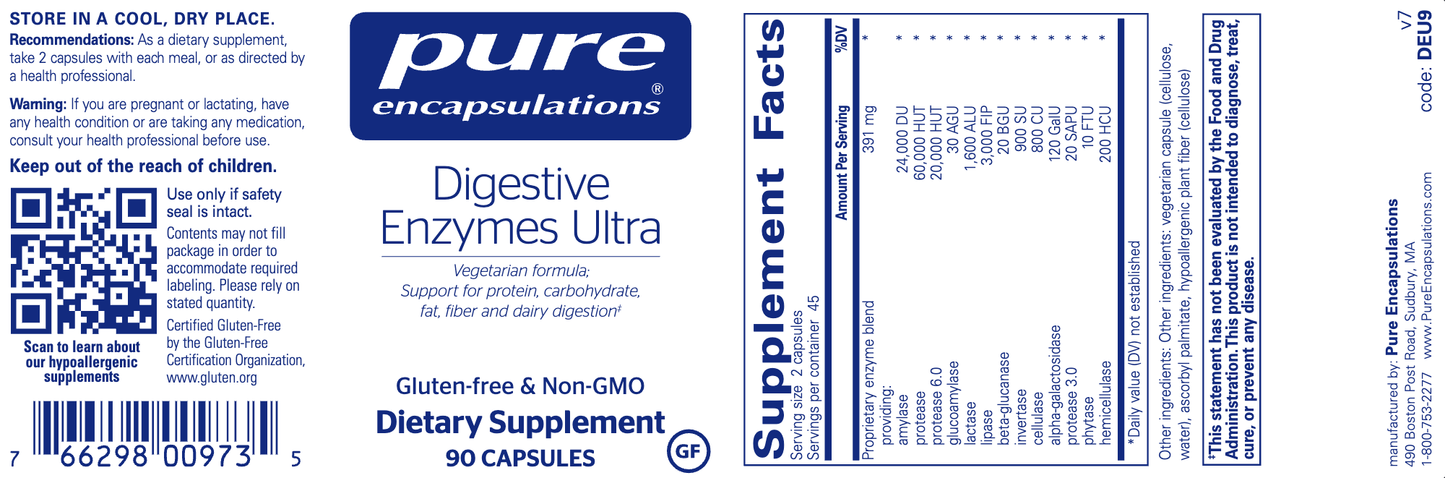 Digestive Enzymes Ultra w/HCl 90caps - Pure Encapsulations