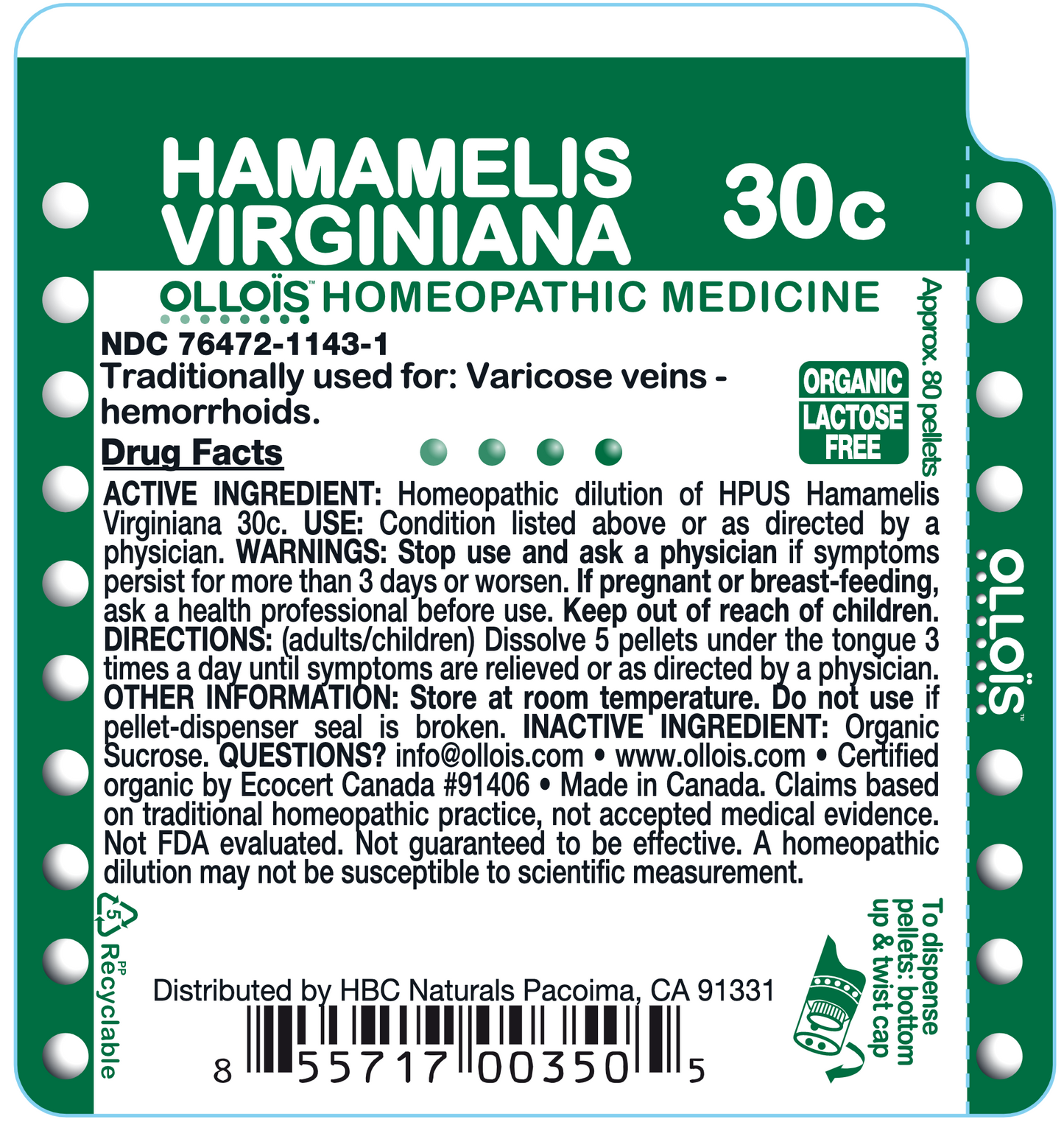 Ollois Homeopathics - Hamamelis Virginiana 30c