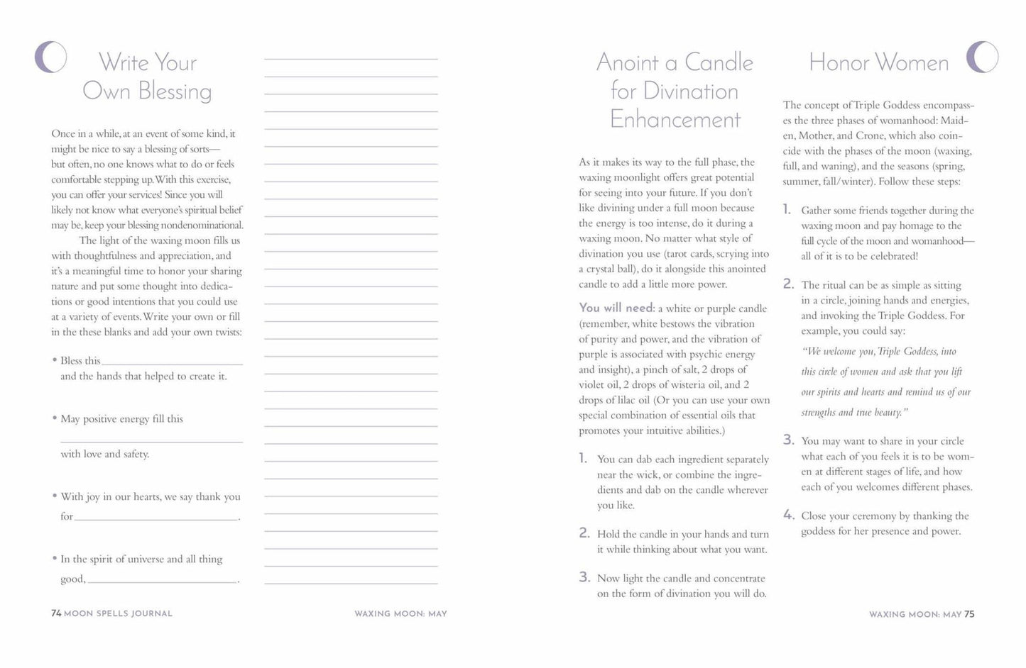 Moon Spells Journal: Guided Rituals, Reflections, & Meditations by Diana Ahlquist