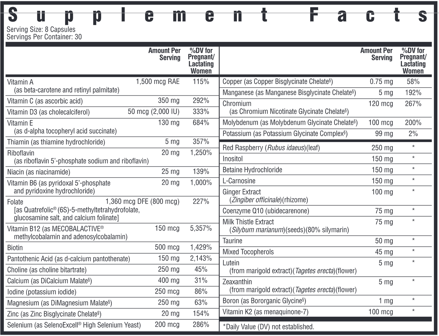 Optimal Prenatal 240 veg caps - Seeking Health