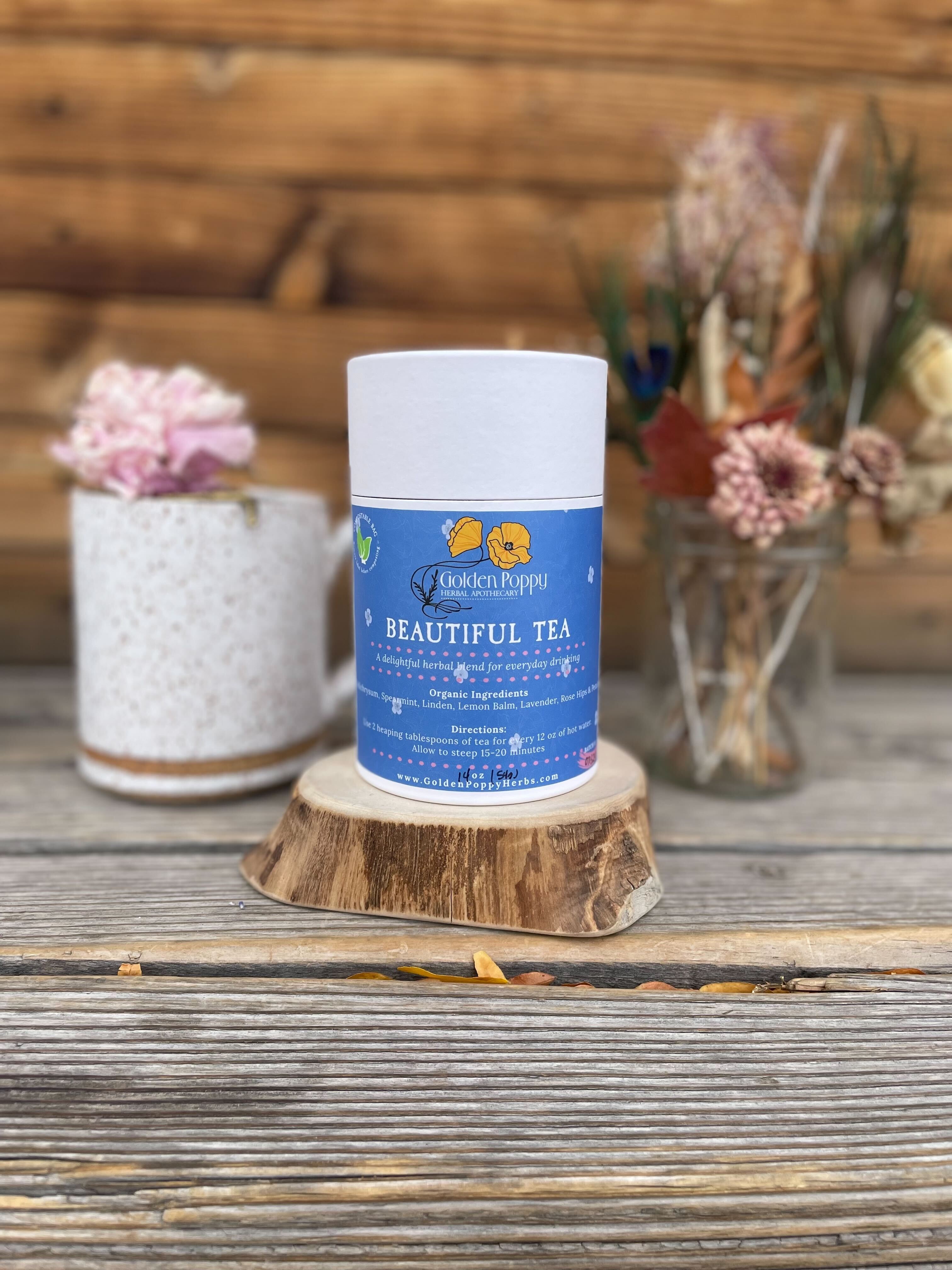 Beautiful Tea, 14 oz Tube (65g) – Golden Poppy Herbal Apothecary