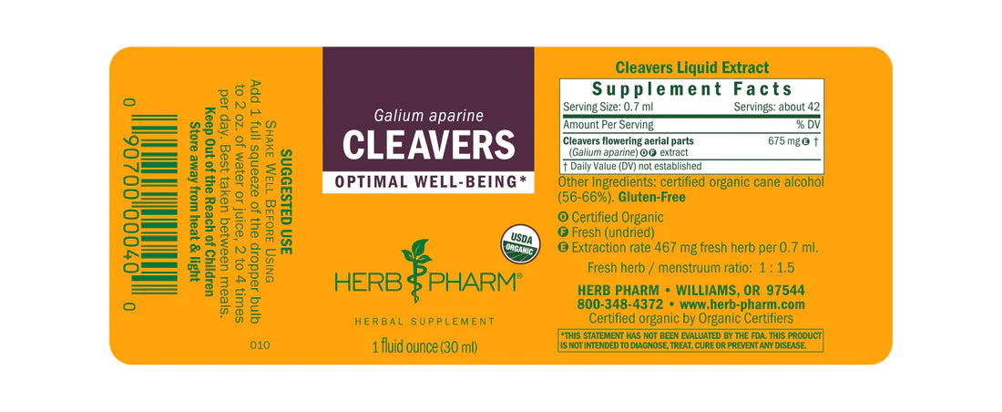 Cleavers, Liquid Extract (1 oz) - Herb Pharm