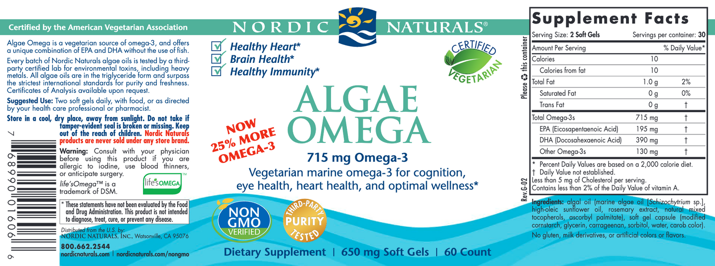 Algae Omega - Nordic Naturals 60 gels