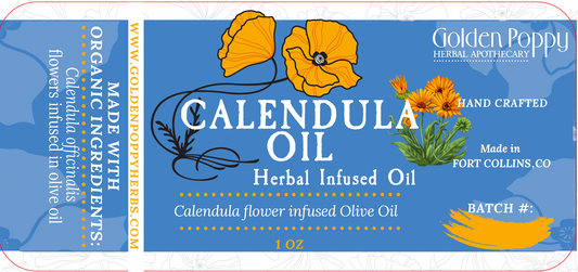 Calendula Flower Infused Olive Oil, Organic, 1oz bottle