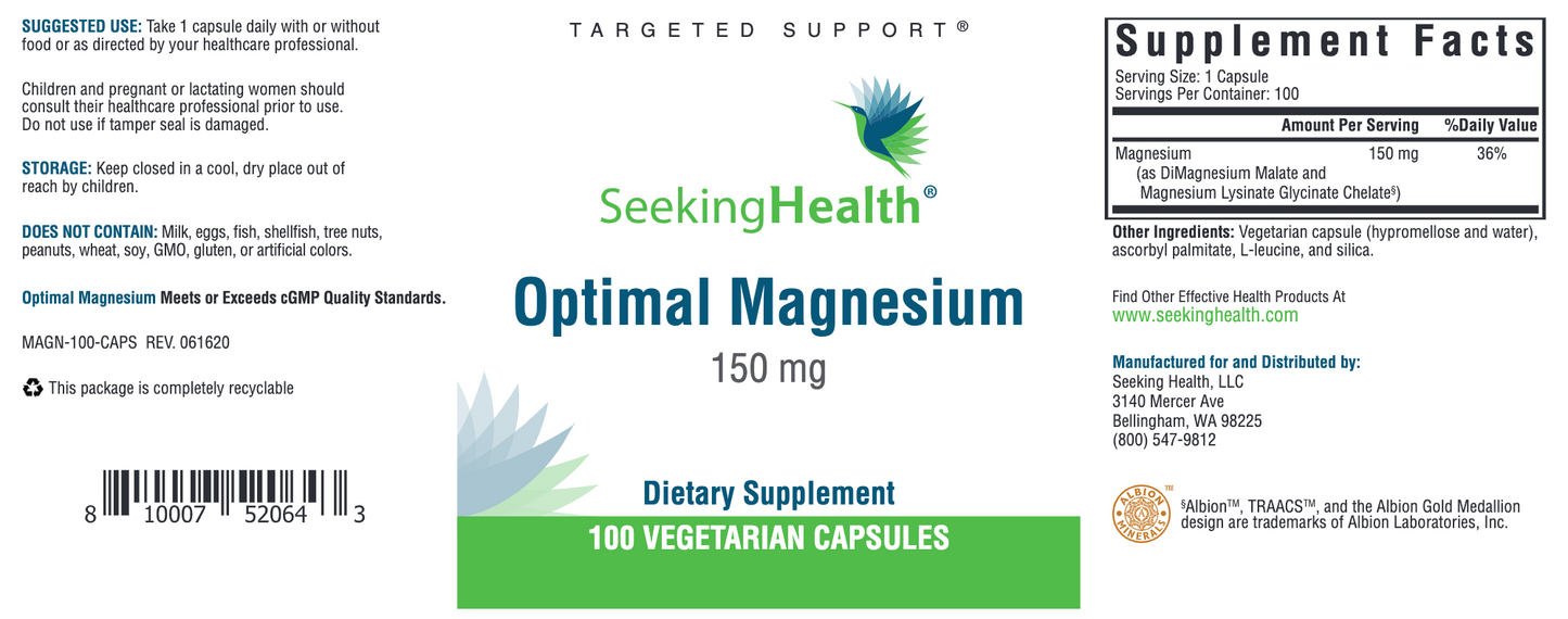 Optimal Magnesium 100 veg caps - Seeking Health