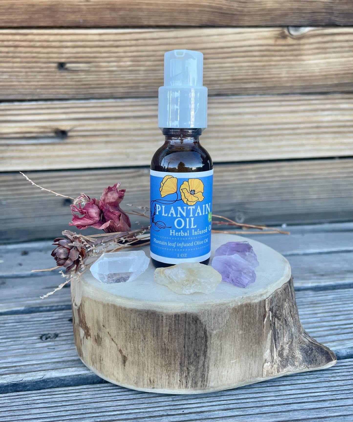 Plantain Leaf Infused Olive Oil, Organic, 1oz bottle