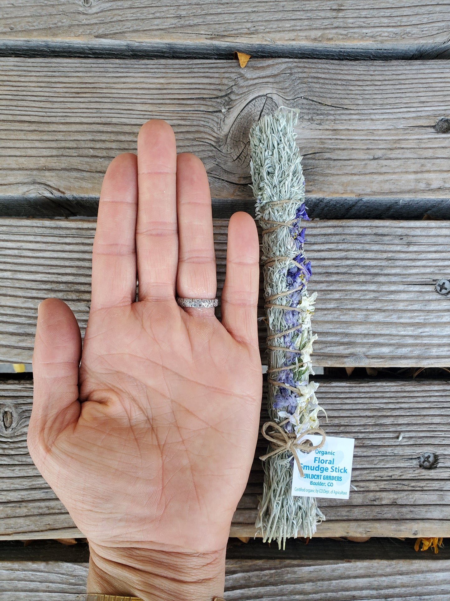 Floral Smudge Stick, organic Wildcat SMALL