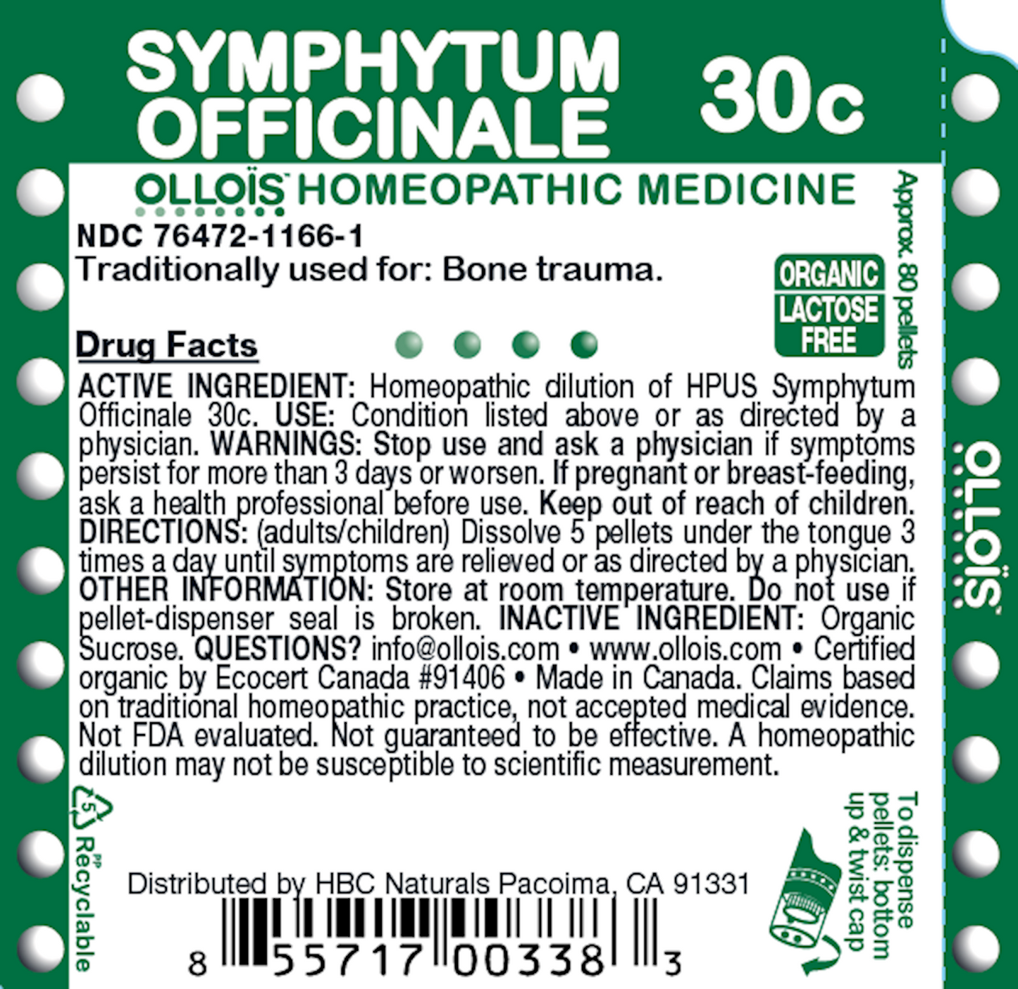 Symphytum Officinale Organic Homeopathic Remedy 30c  - Ollois