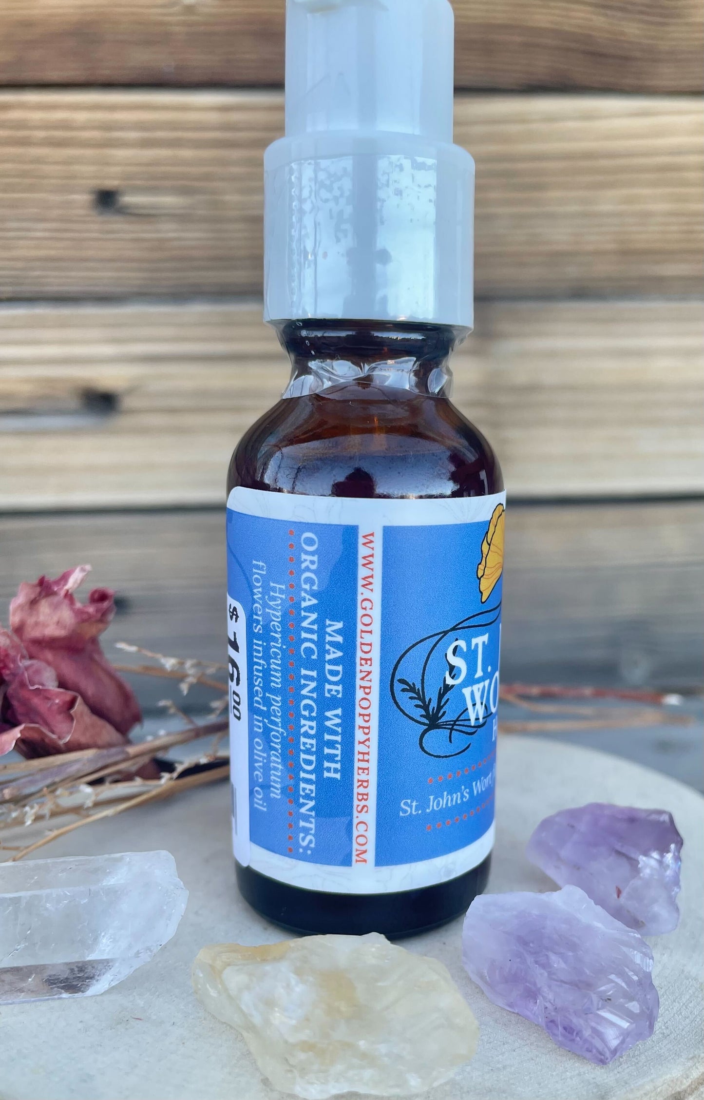 Saint (St.) John's Wort Flower Infused Olive Oil, Organic, 1oz bottle